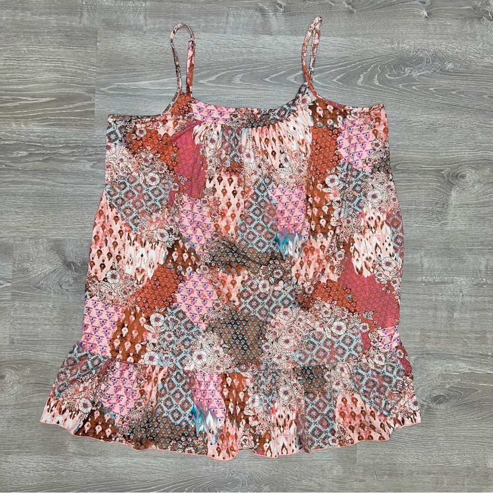 Joyspun Women's Sleeveless Knit Chemise with Ruffle Hem Peach Bud size 3X - Picture 3 of 16